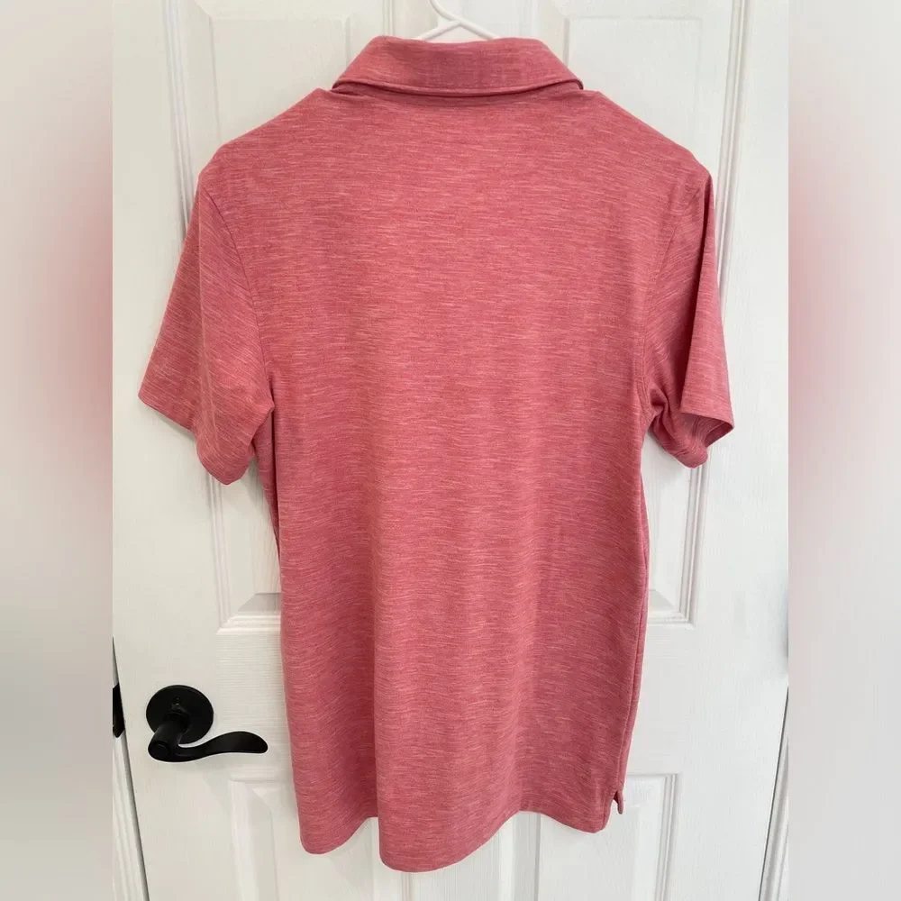 J. Crew Mens Performance Salmon Pink Three Button Polo Shirt Size Small